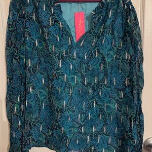 Lilly Pulitzer Blue cat print Blouse